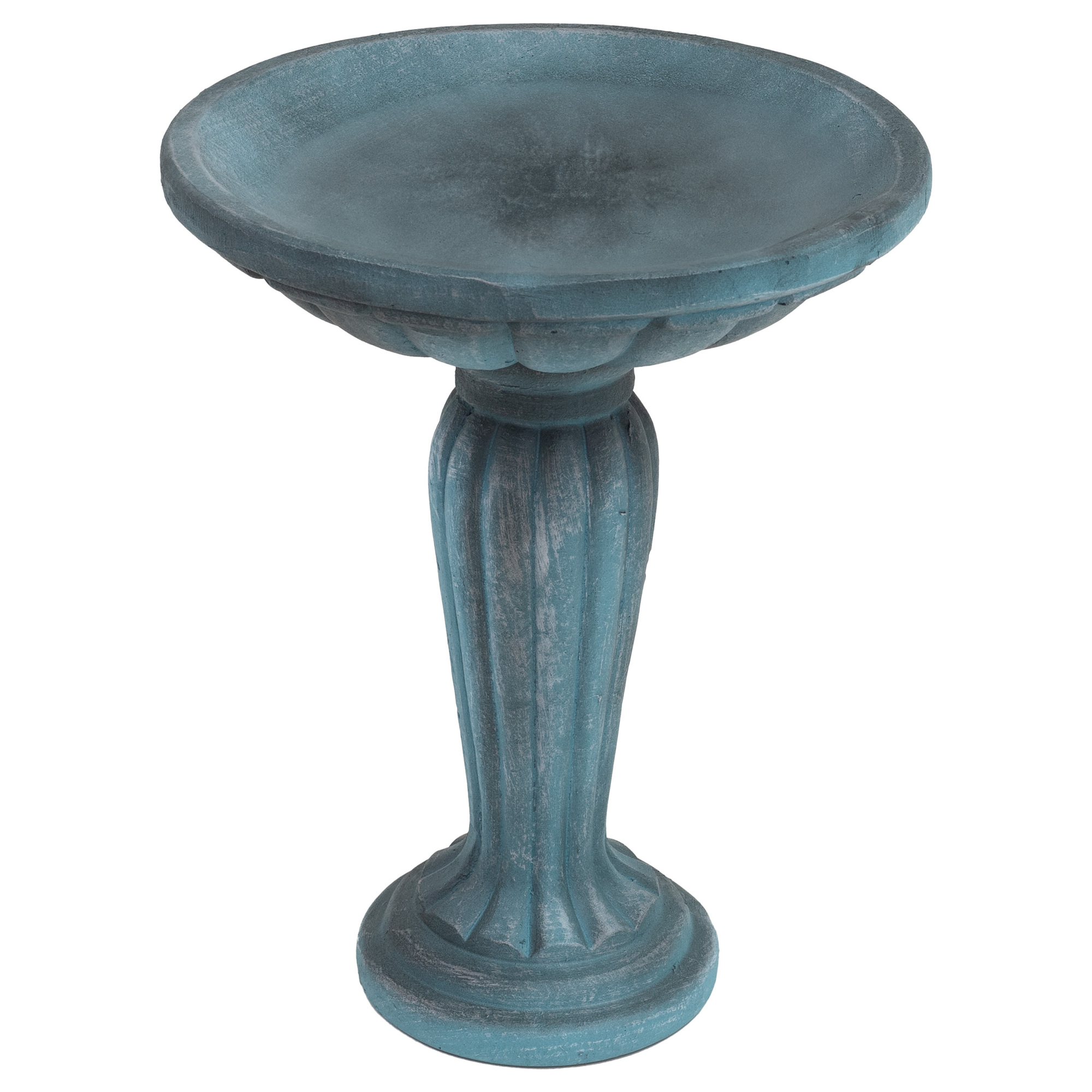 Sunnydaze Grecian Column Style Bird Bath — 20.25in., Patina Green, Glass Fiber Reinforced Concrete, Model# FWD-0041
